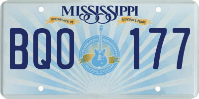 MS license plate BQO177