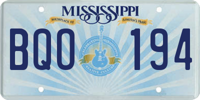 MS license plate BQO194