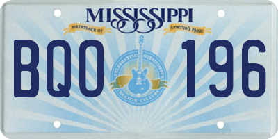 MS license plate BQO196