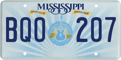 MS license plate BQO207