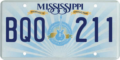 MS license plate BQO211