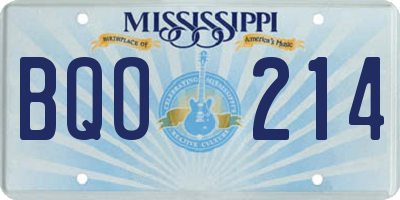 MS license plate BQO214