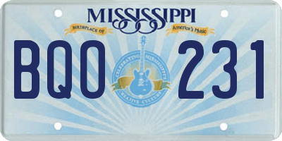 MS license plate BQO231