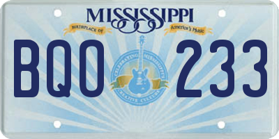 MS license plate BQO233