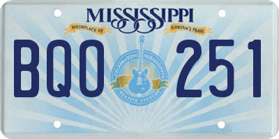 MS license plate BQO251