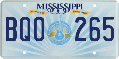 MS license plate BQO265