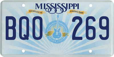 MS license plate BQO269