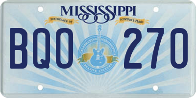 MS license plate BQO270