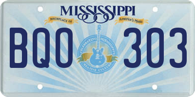 MS license plate BQO303