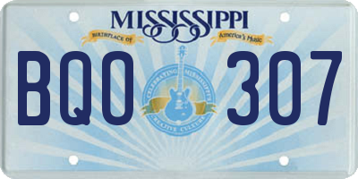 MS license plate BQO307