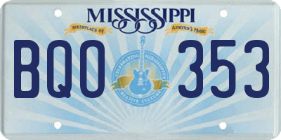 MS license plate BQO353