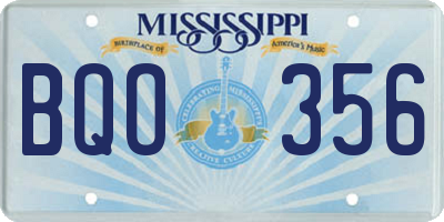 MS license plate BQO356