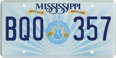 MS license plate BQO357