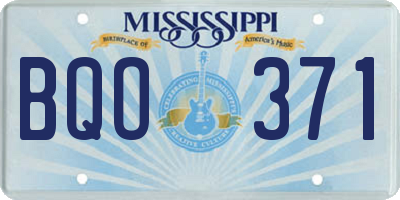 MS license plate BQO371