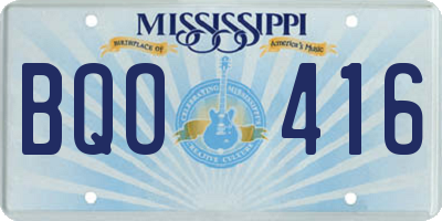 MS license plate BQO416