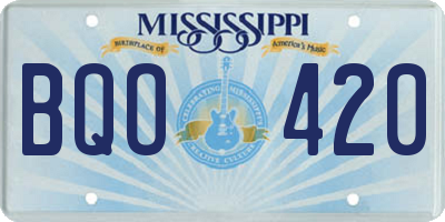 MS license plate BQO420