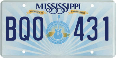 MS license plate BQO431