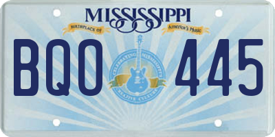 MS license plate BQO445