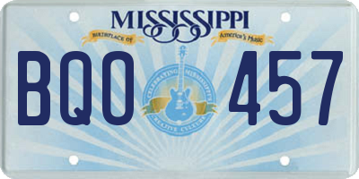 MS license plate BQO457