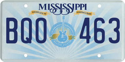 MS license plate BQO463