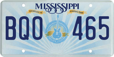 MS license plate BQO465