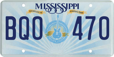 MS license plate BQO470