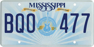 MS license plate BQO477