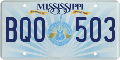 MS license plate BQO503