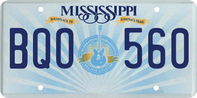 MS license plate BQO560