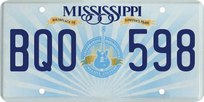MS license plate BQO598