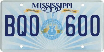 MS license plate BQO600