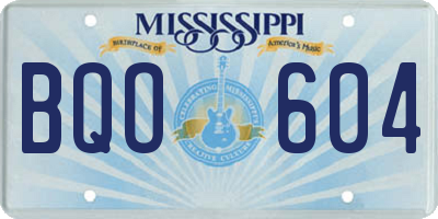 MS license plate BQO604