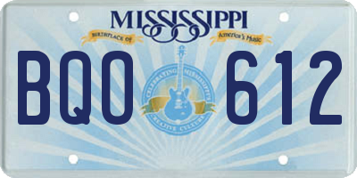 MS license plate BQO612