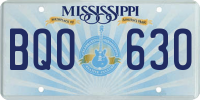 MS license plate BQO630