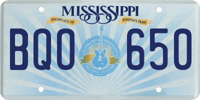 MS license plate BQO650