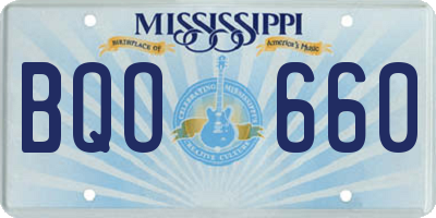 MS license plate BQO660
