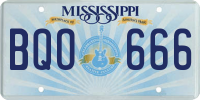 MS license plate BQO666
