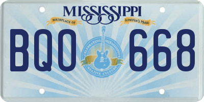 MS license plate BQO668