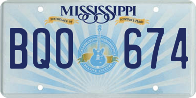 MS license plate BQO674