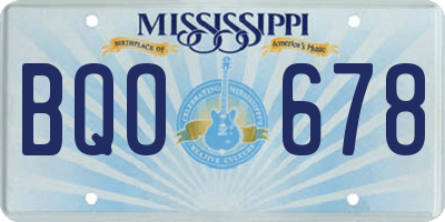 MS license plate BQO678