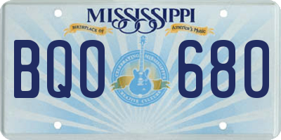 MS license plate BQO680