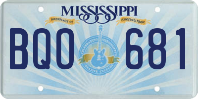 MS license plate BQO681