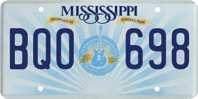 MS license plate BQO698