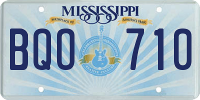 MS license plate BQO710