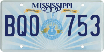 MS license plate BQO753