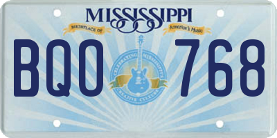 MS license plate BQO768