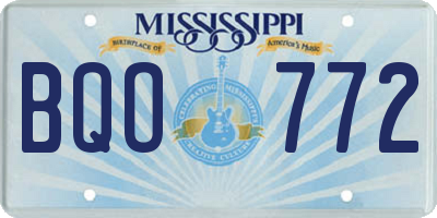 MS license plate BQO772