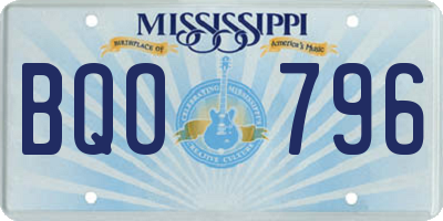 MS license plate BQO796