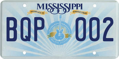 MS license plate BQP002