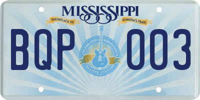 MS license plate BQP003